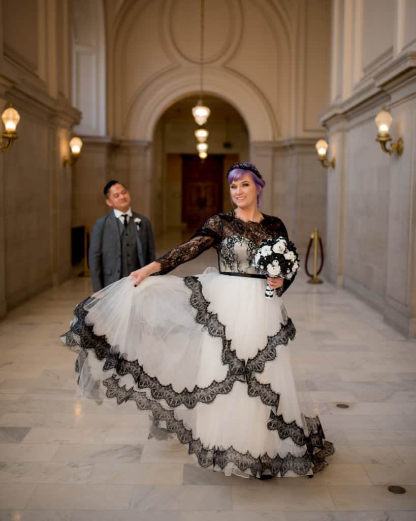 a unique BW wedding gown