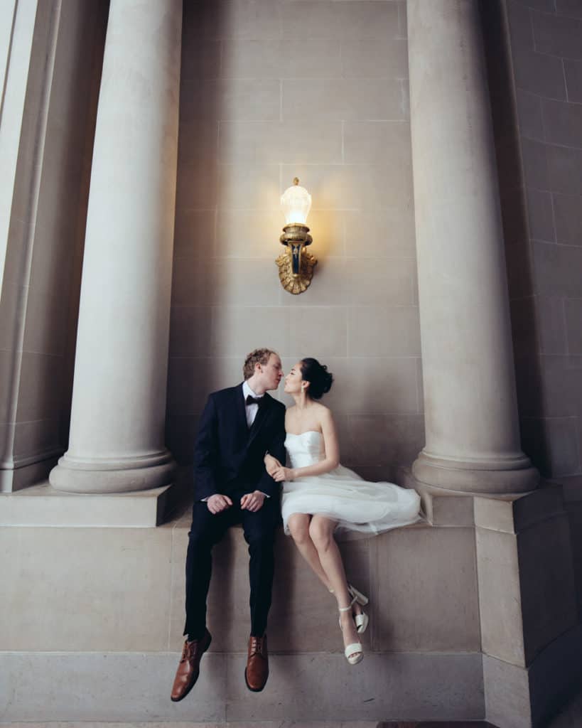 a couple sitting near the rotunda