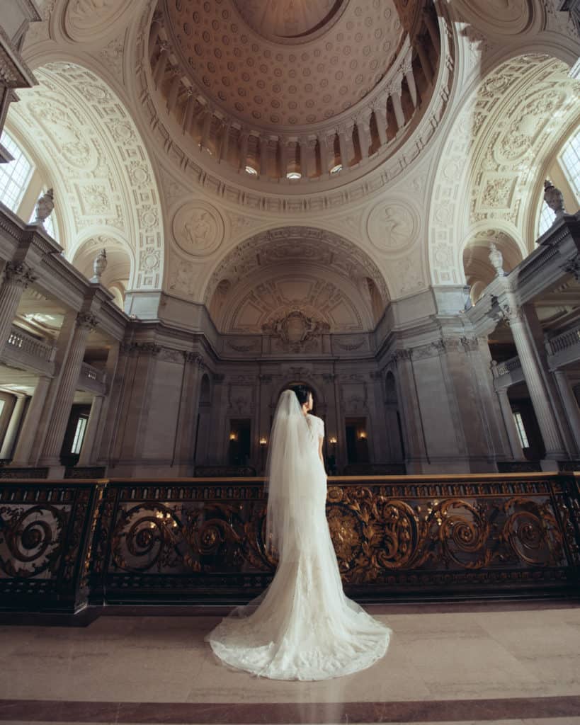 a bride at the mayors balcony