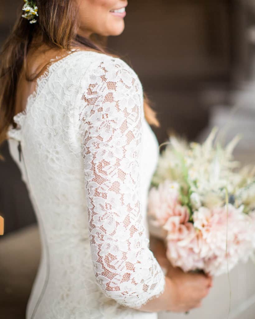 a closeup image of an intricate bridal gown texture